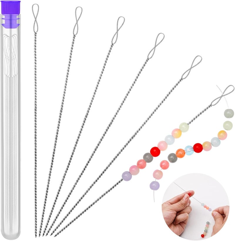 UOOU Beading Needles, 6 Pcs Twist Seed Bead Needles, Fine 0.024, Diameter 5.1 inches Length Twisted Wire Collapsible Eye Beading Needle for Jewelry Making - Image 1